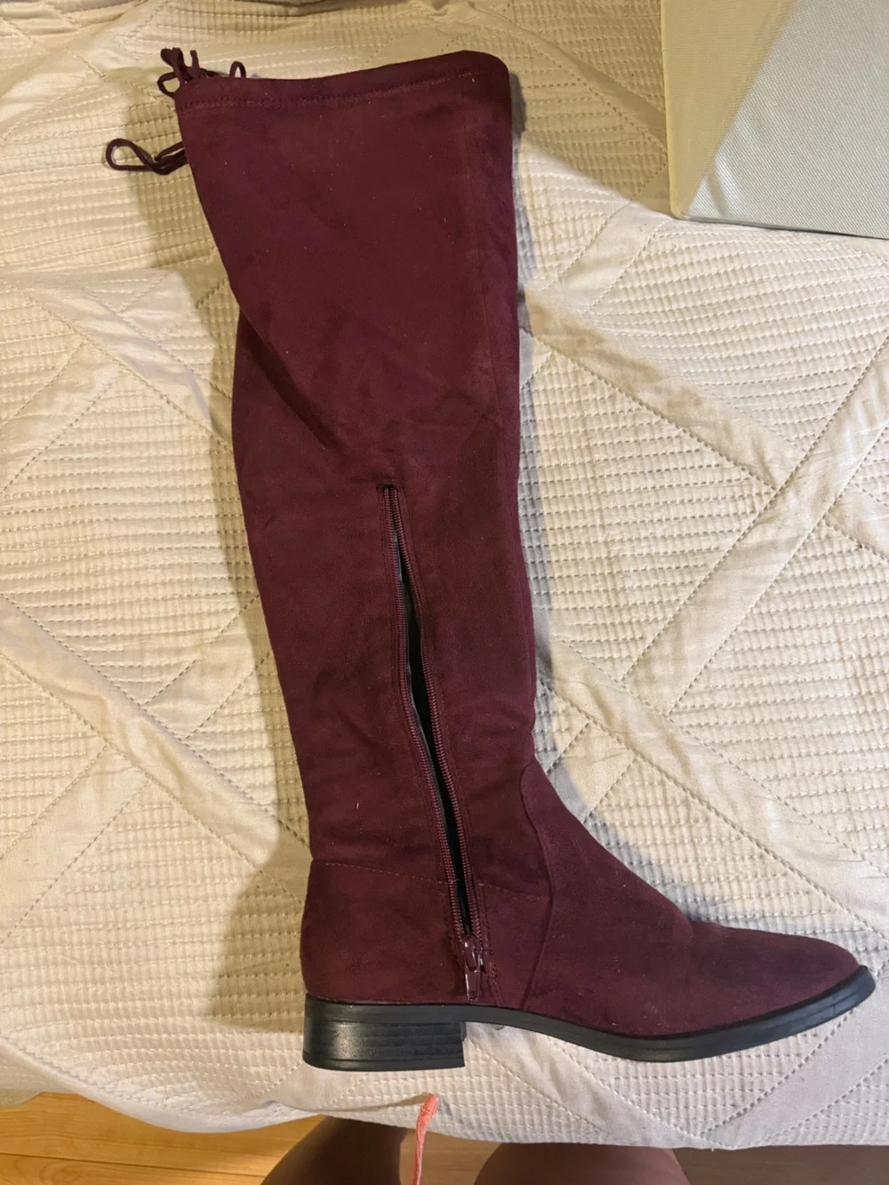 Women's Over-the-Knee Suede Boots - Burgundy